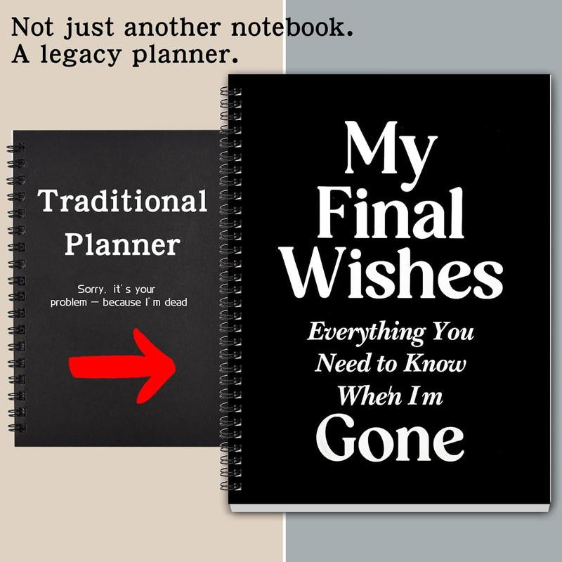Rovhity My Final Wishes Planner - End of Life Organizer for Adults & Seniors | Legacy Binder for Passwords, Documents, Final Plans & Funeral Wishes | & Estate Planning Book