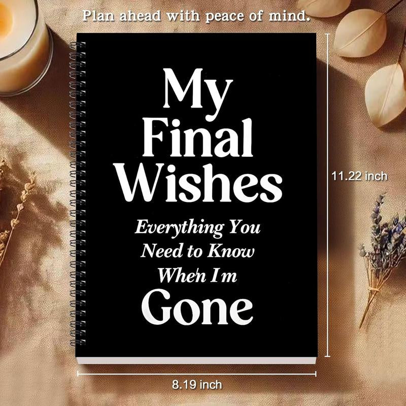 Rovhity My Final Wishes Planner - End of Life Organizer for Adults & Seniors | Legacy Binder for Passwords, Documents, Final Plans & Funeral Wishes | & Estate Planning Book