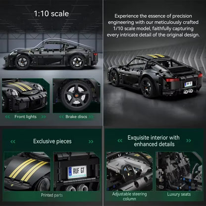 1655Pcs 1:10 New 2024 RC Classic Germany 2019 Sports Car LED Building Blocks City Remote Control Racing Car Bricks Toys Boy