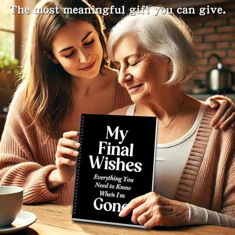 Rovhity My Final Wishes Planner - End of Life Organizer for Adults & Seniors | Legacy Binder for Passwords, Documents, Final Plans & Funeral Wishes | & Estate Planning Book