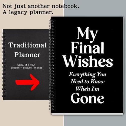 Rovhity My Final Wishes Planner - End of Life Organizer for Adults & Seniors | Legacy Binder for Passwords, Documents, Final Plans & Funeral Wishes | & Estate Planning Book