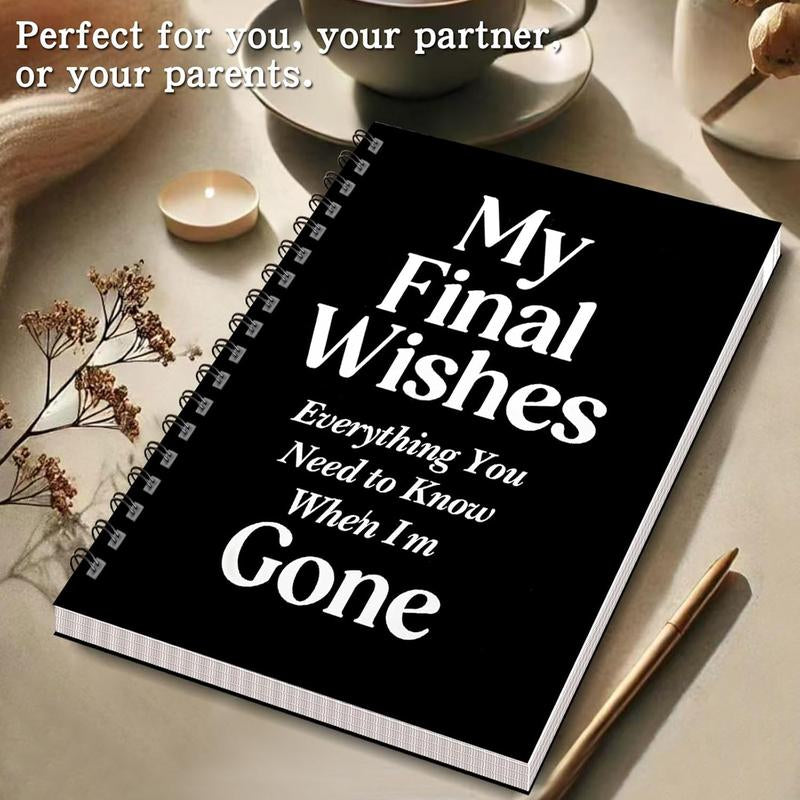 Rovhity My Final Wishes Planner - End of Life Organizer for Adults & Seniors | Legacy Binder for Passwords, Documents, Final Plans & Funeral Wishes | & Estate Planning Book